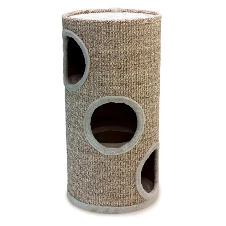 Rascador Circular Beige con Agujeros para Gatos