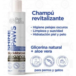 Shine Paws Champú Pelo Oscuro y Marrón PetSana para Perros y Gatos