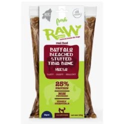 Snack Fresh Raw Tibia rellena de Búfalo Horneada Blanqueada para Perros