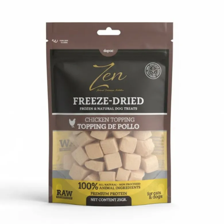 Snack Zen Freeze Dried Dados de Pollo Liofilizado para Perros y Gatos