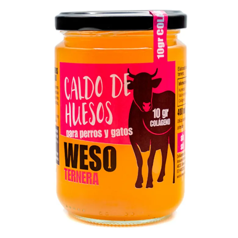 Weso Caldo de Huesos de Ternera para Perros y Gatos