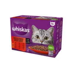 Whiskas 1+ Selección Clásica Carne en Salsa para Gatos 12x85g