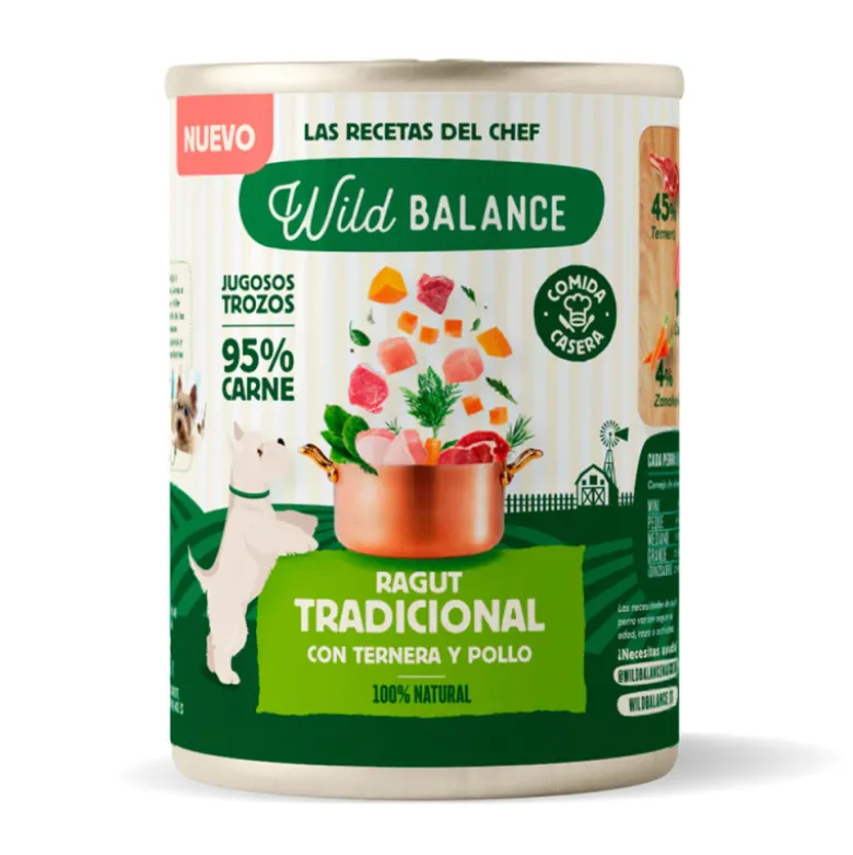 Wild Balance Cocinado al vapor Ragut Ternera y Pollo para Perros