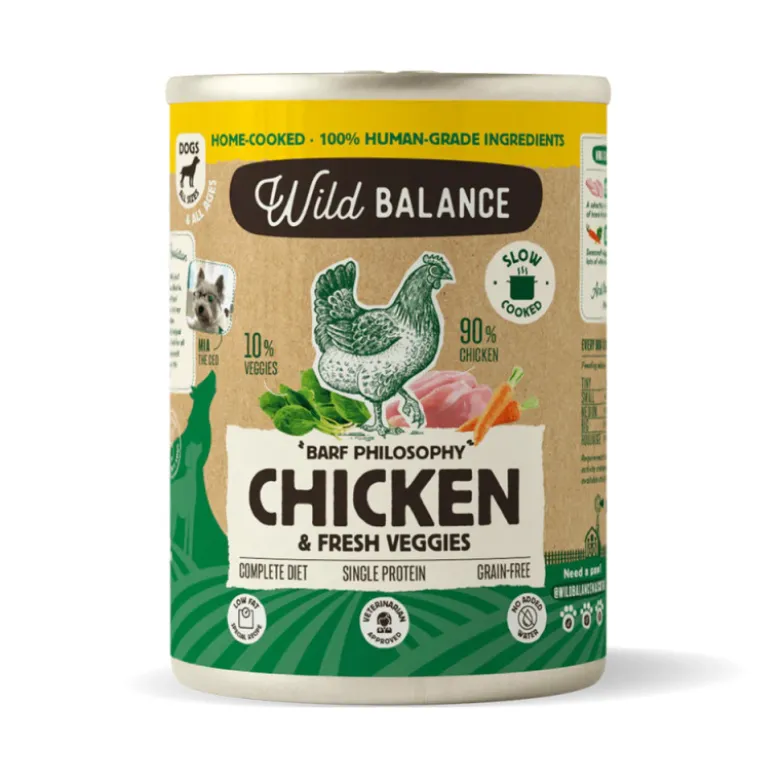 Wild Balance Menú Completo Cocinado al vapor Pollo para Perros