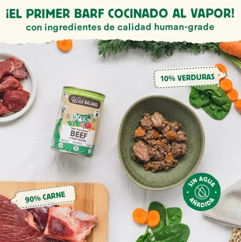Wild Balance Menú Completo Cocinado al vapor Ternera para Perros