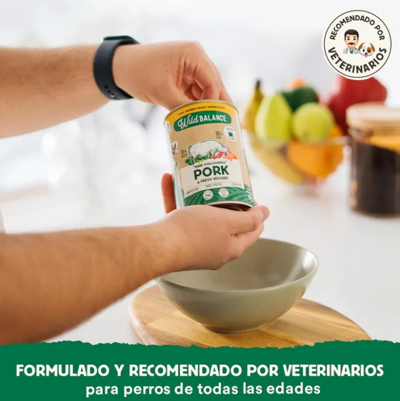 Wild Balance Menú Completo Cocinado al vapor Cerdo para Perros