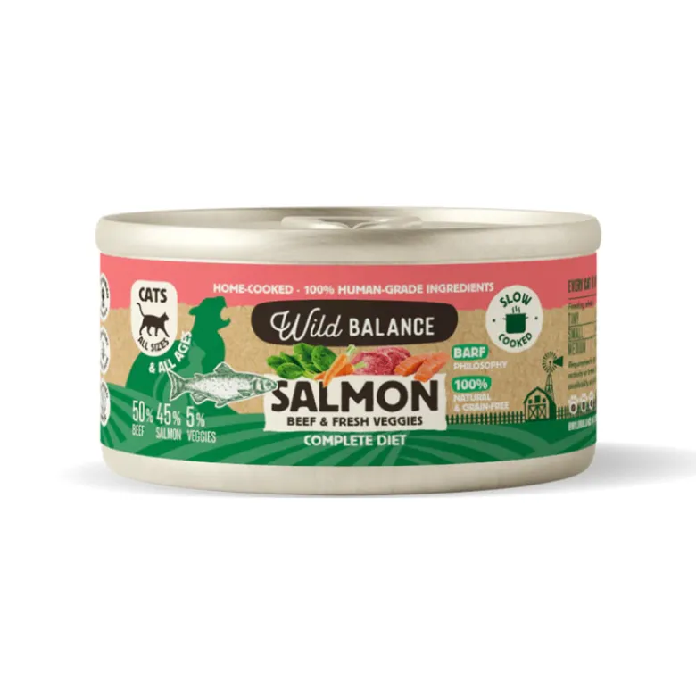 Wild Balance Menú Completo Cocinado al vapor Salmón y Ternera para Gatos
