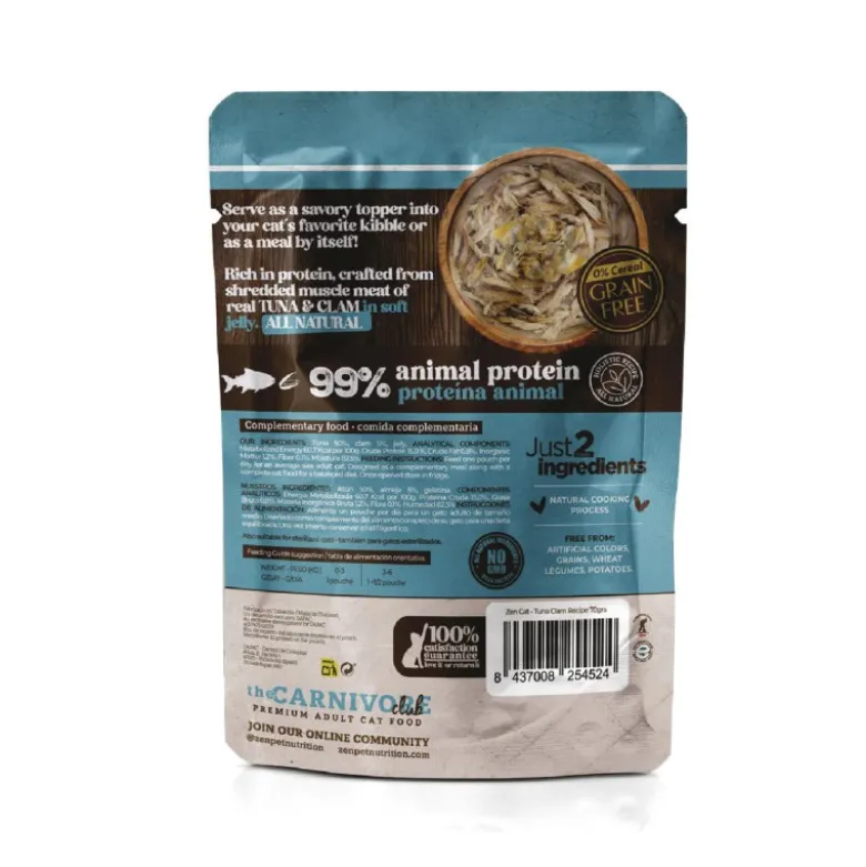 Zen Tender Fish Atún y Almejas en Gelatina para Gatos Sobre 70g